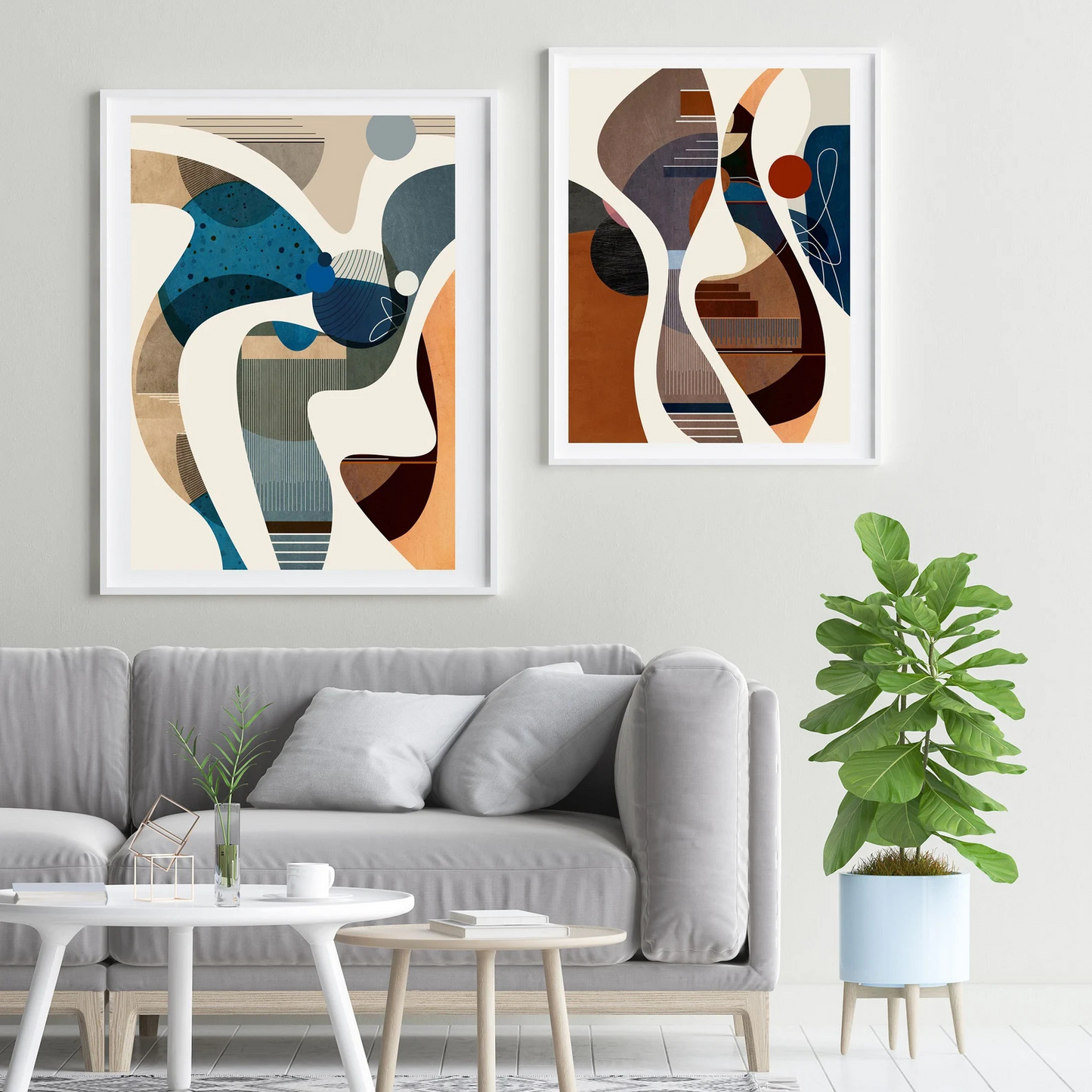 Set x2 Cuadros Impresion Geometrica Abstracta