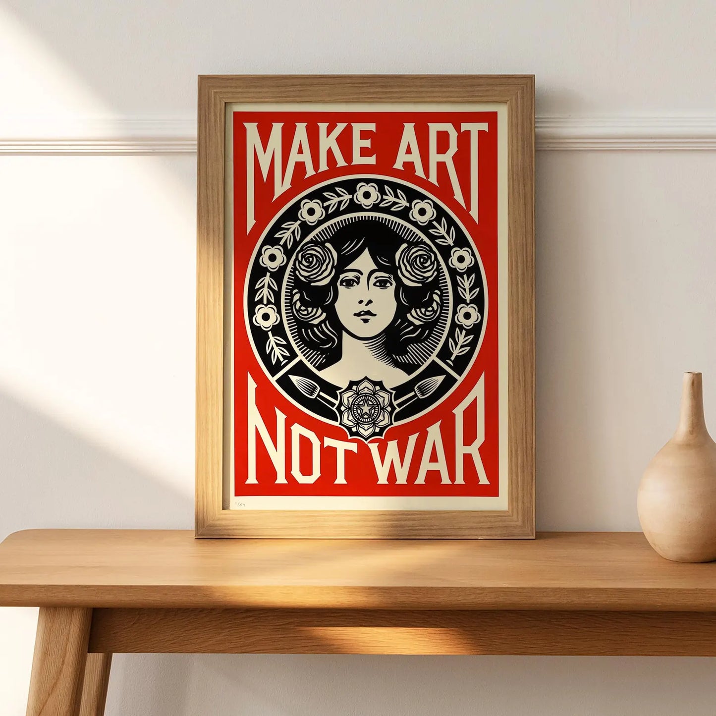 Cuadro Póster con la frase "Make Art Not War"