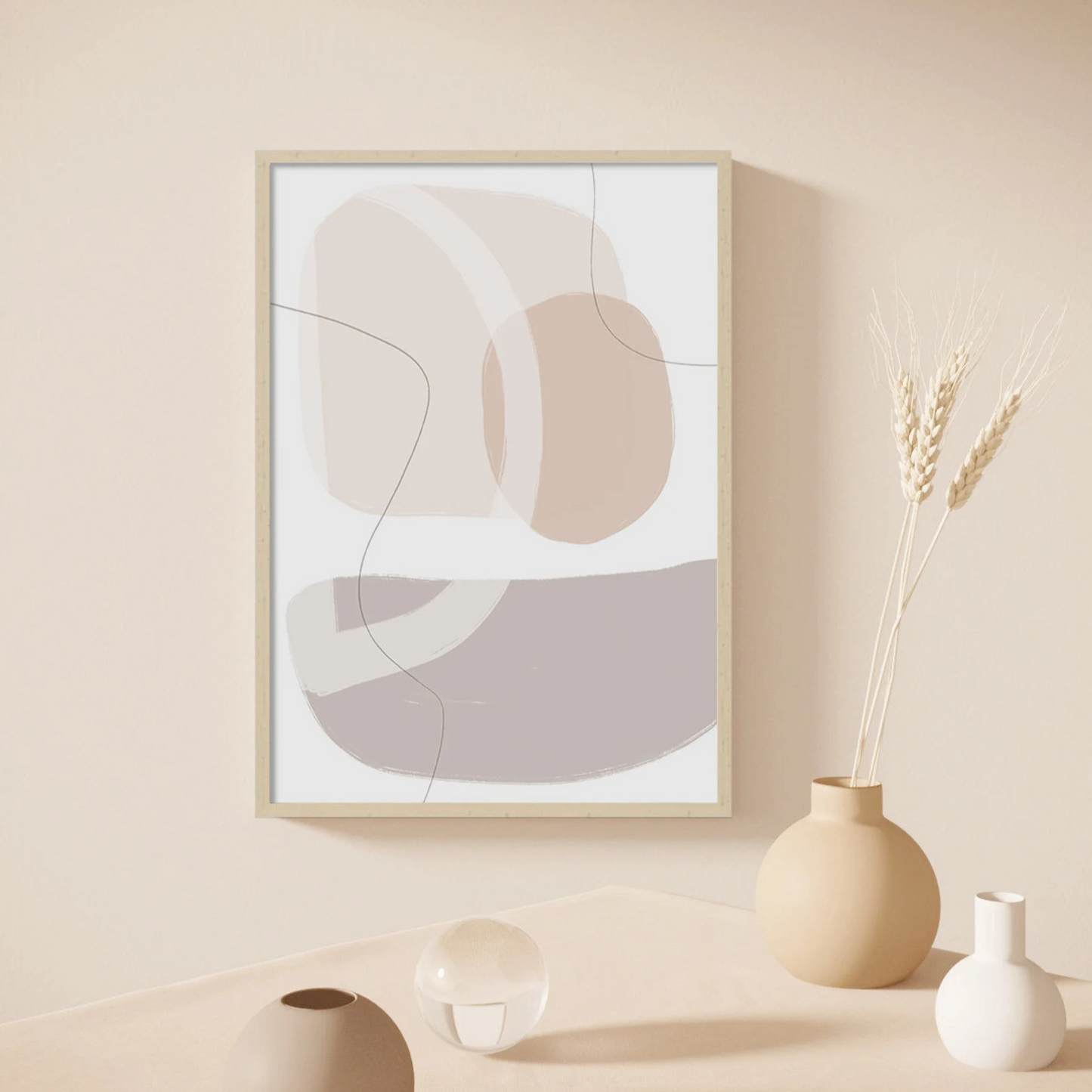 Cuadro Arte lineal boho beige abstracto