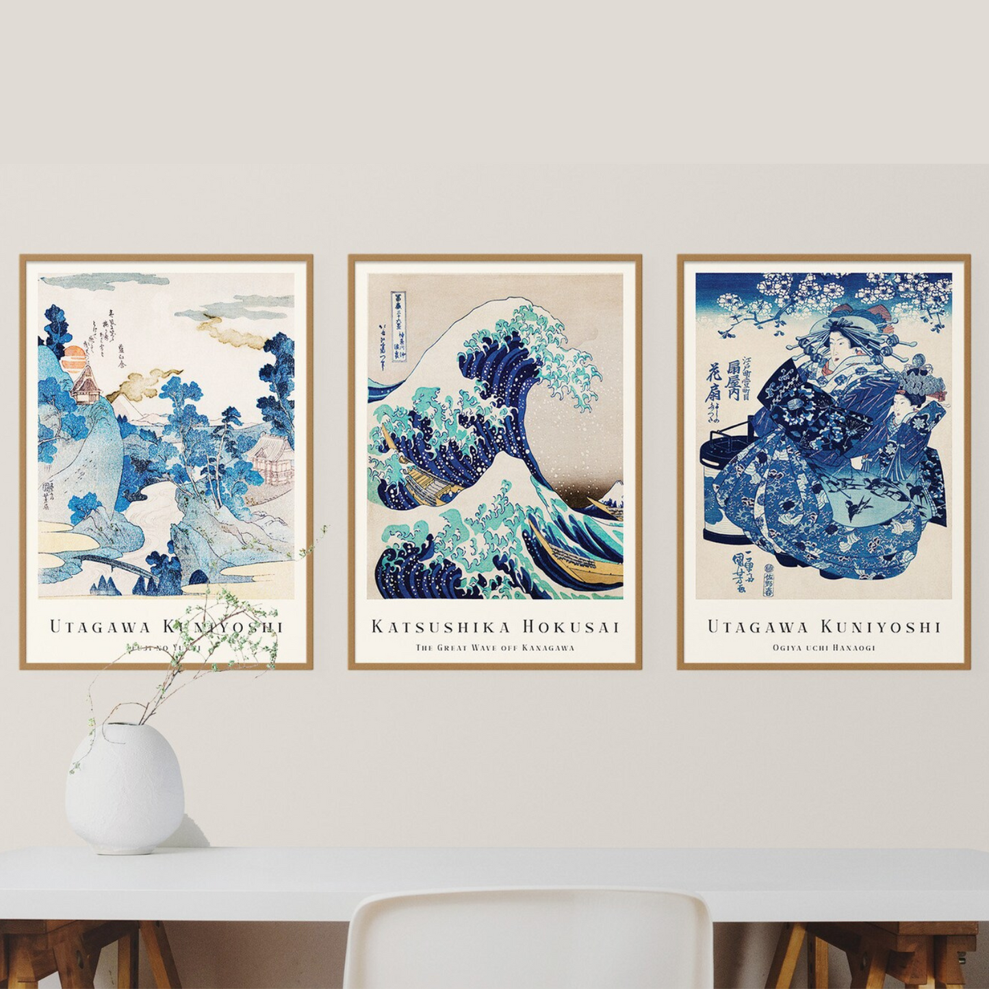 Set x 3 Cuadros Hokusai- decoracion japonesa
