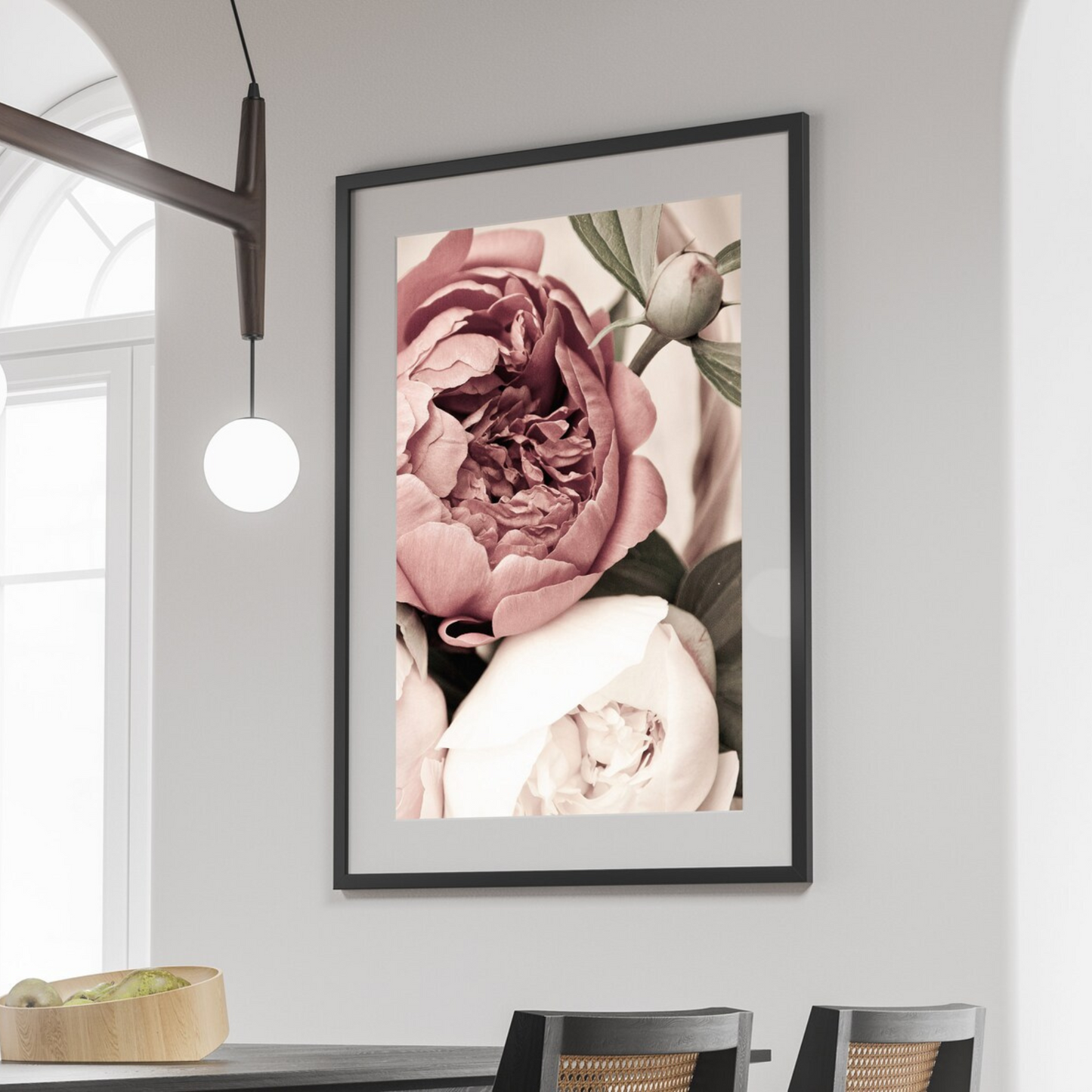 Set x2 Cuadros Flores de Peonias Rosas