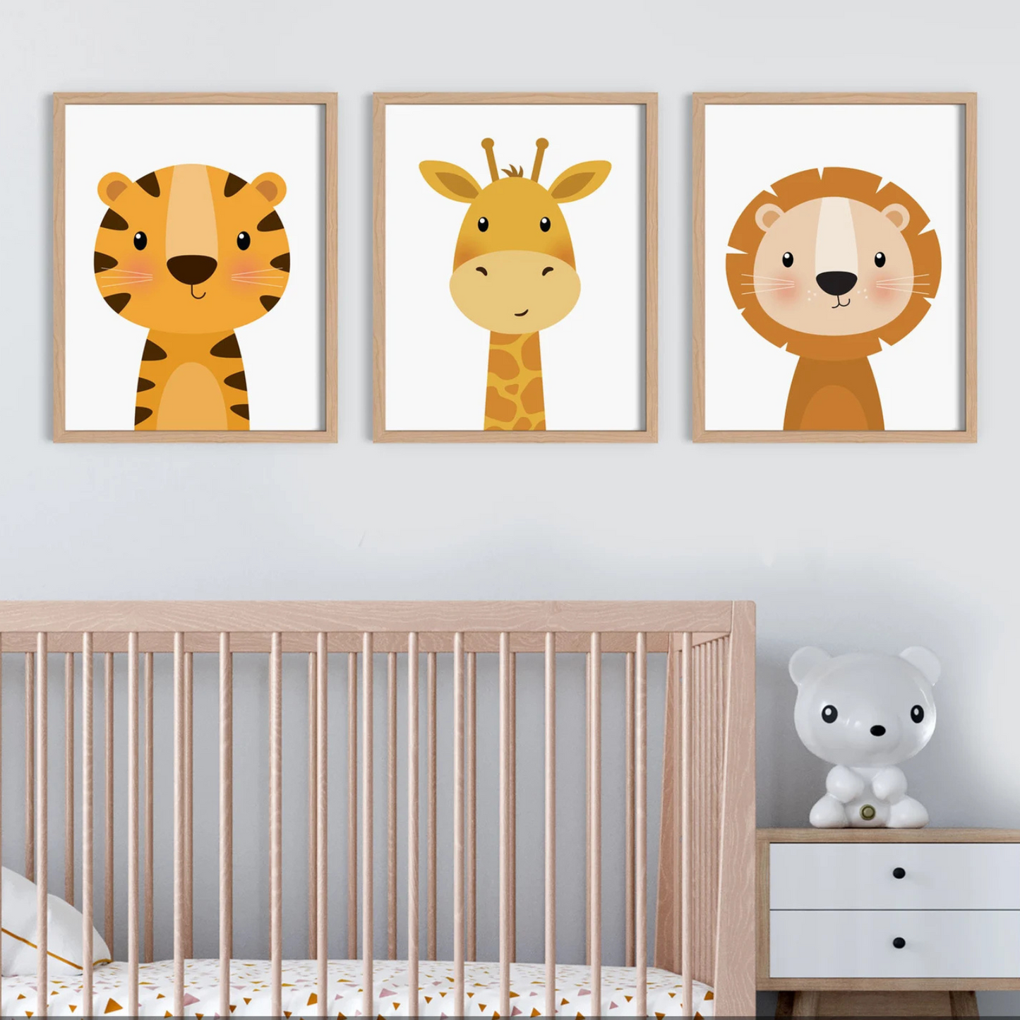 Set x3 cuadros safaria jirafa,tigre,leon