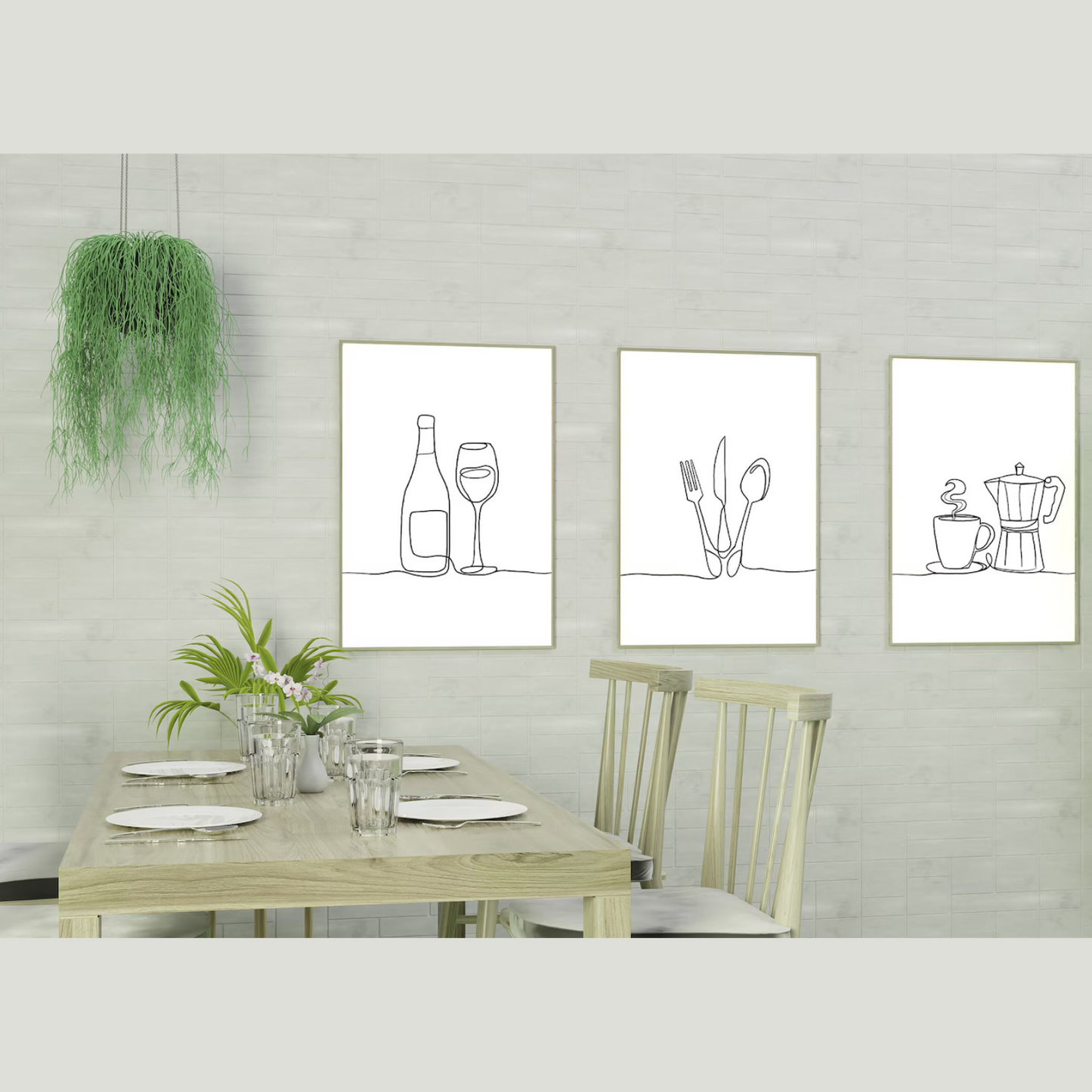 Setx3 Cuadros Decoracion de cocina imagenes lineales