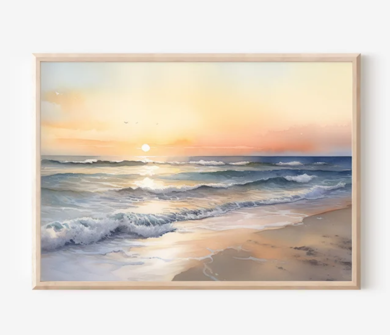 Playa Amanecer Acuarela