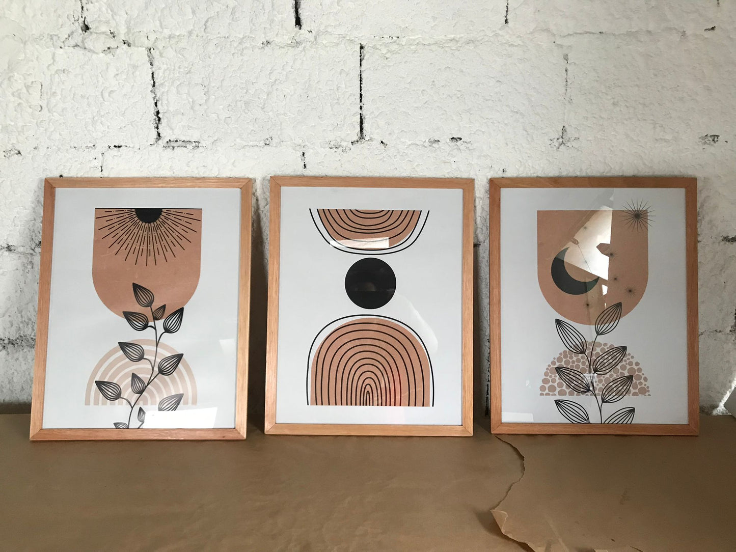 Set x3 Cuadros Boho Abstracto