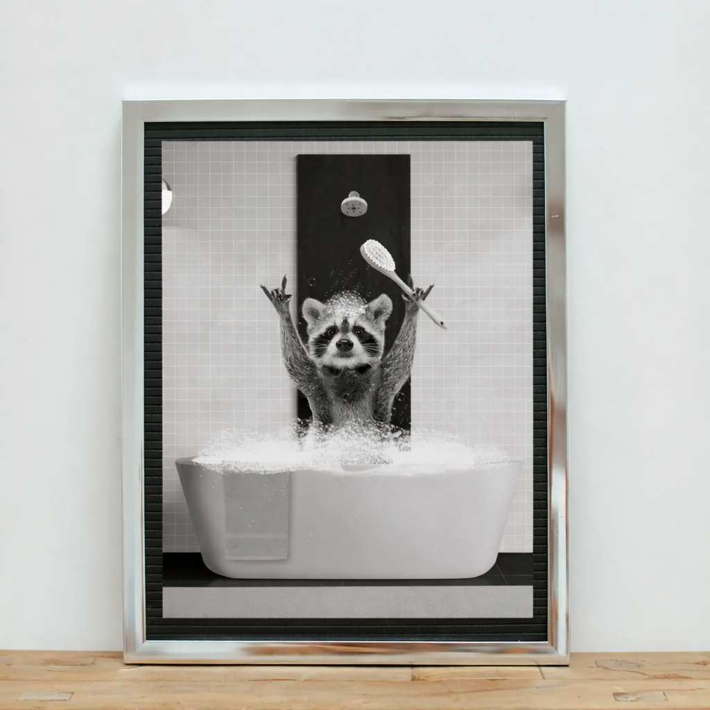 Cuadro de mapache en la bañera