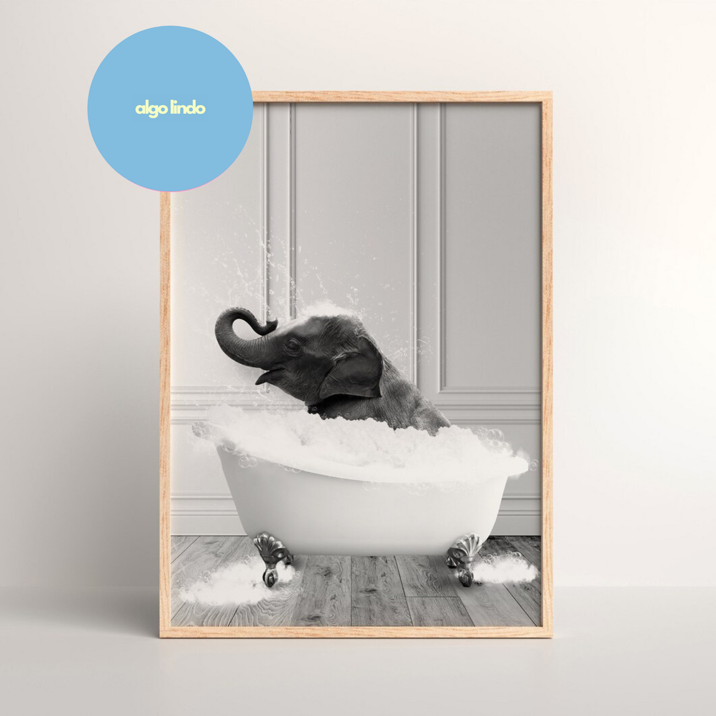 Cuadro Decorativo Elefante en la Bañera