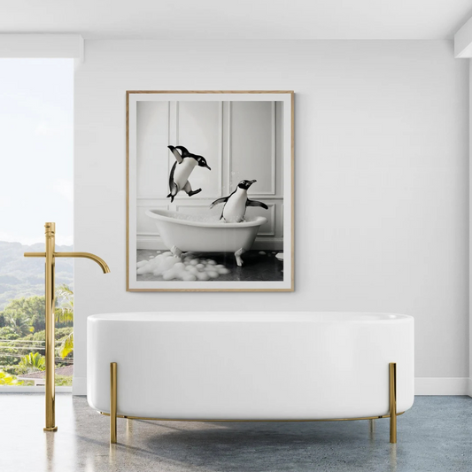 Cuadro de Pinguino jugando en la bañera