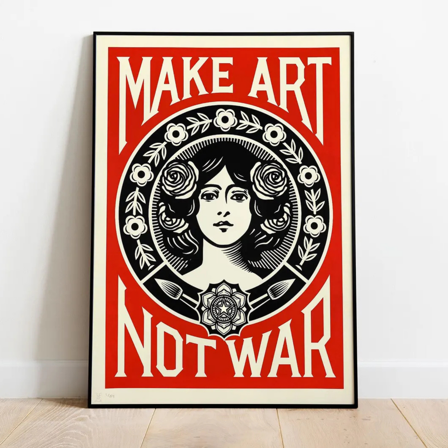 Cuadro Póster con la frase "Make Art Not War"