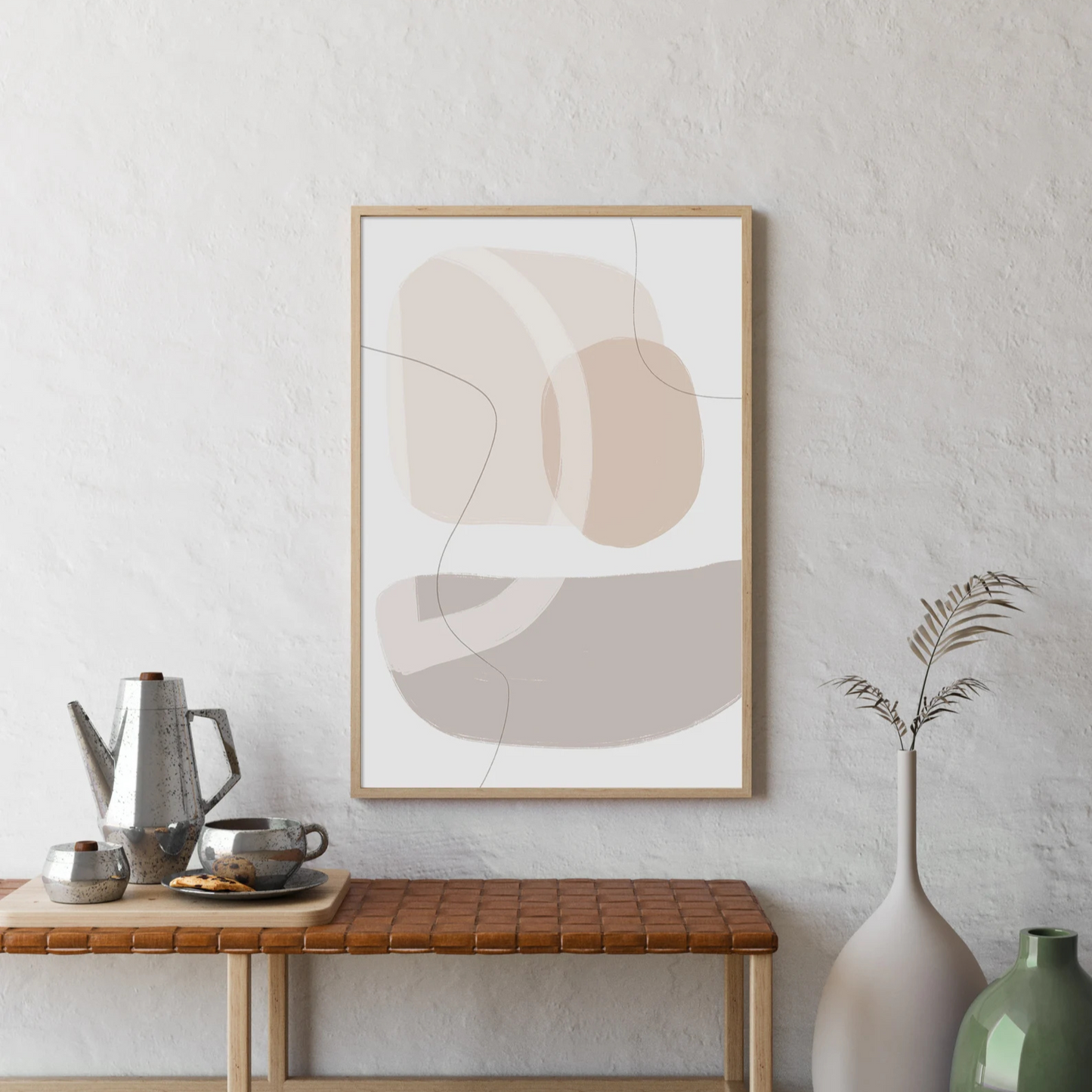 Cuadro Arte lineal boho beige abstracto