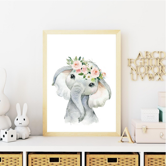 cuadro Elefante Floral Niña