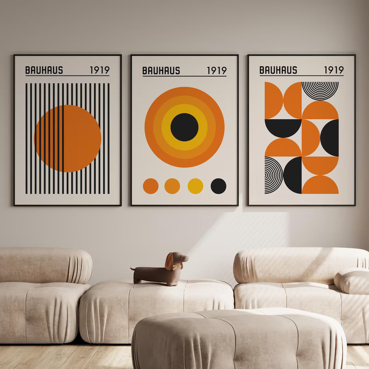 Setx3 Cuadros Bauhaus 1919 Naranja y negro