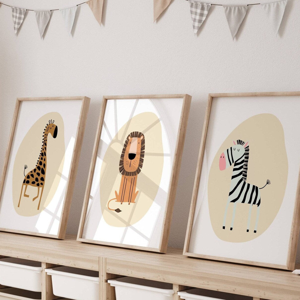 Set x3 cuadros safaria Cebra,Jirafa,Leon
