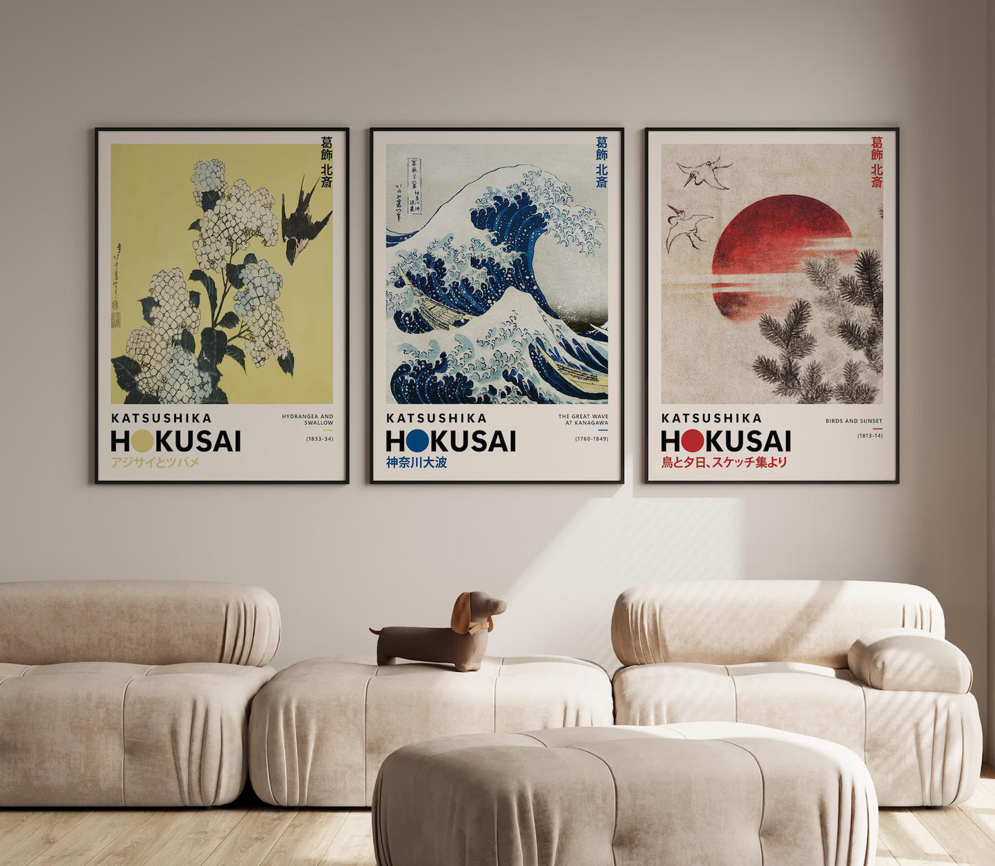 Set x3 cuadros Arte Japones xilografía japonesa, impresión ukiyo-e