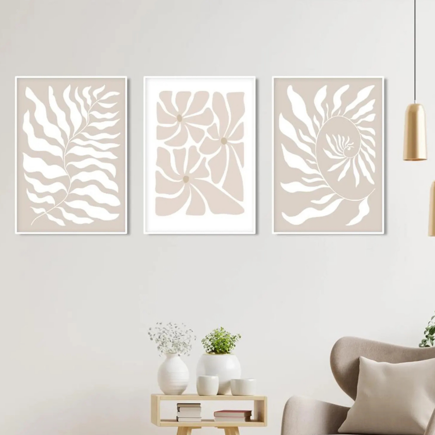 Setx3 Cuadros Poster Matisse Beige neutro