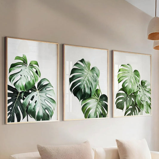 Setx3 Cuadros Hojas Tropicales