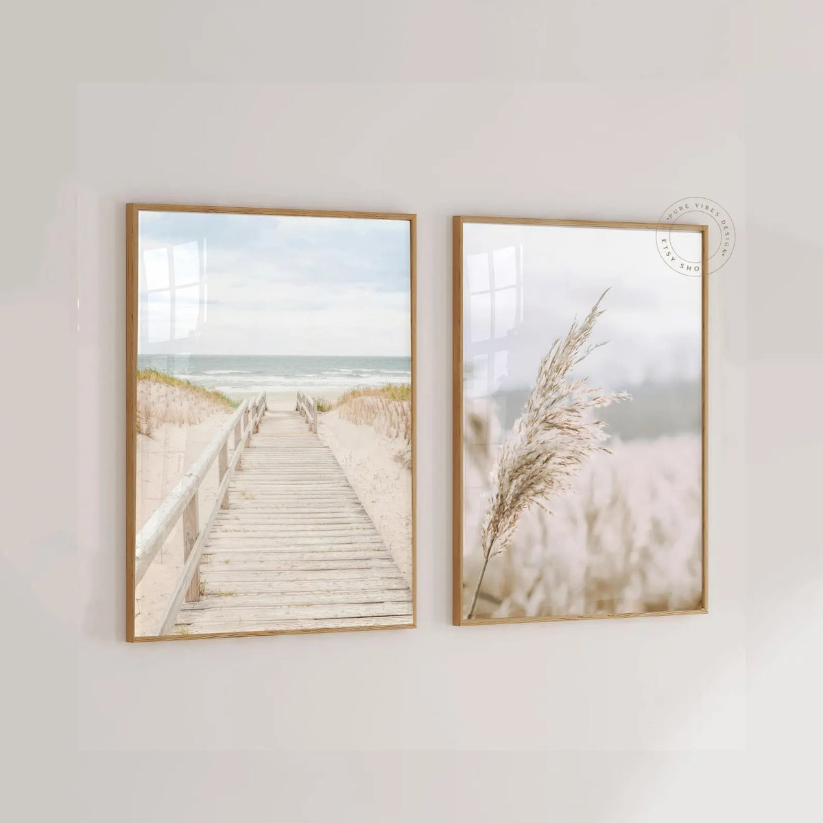 Set x2 Cuadros Paisaje Oceanico con cola de Zorro