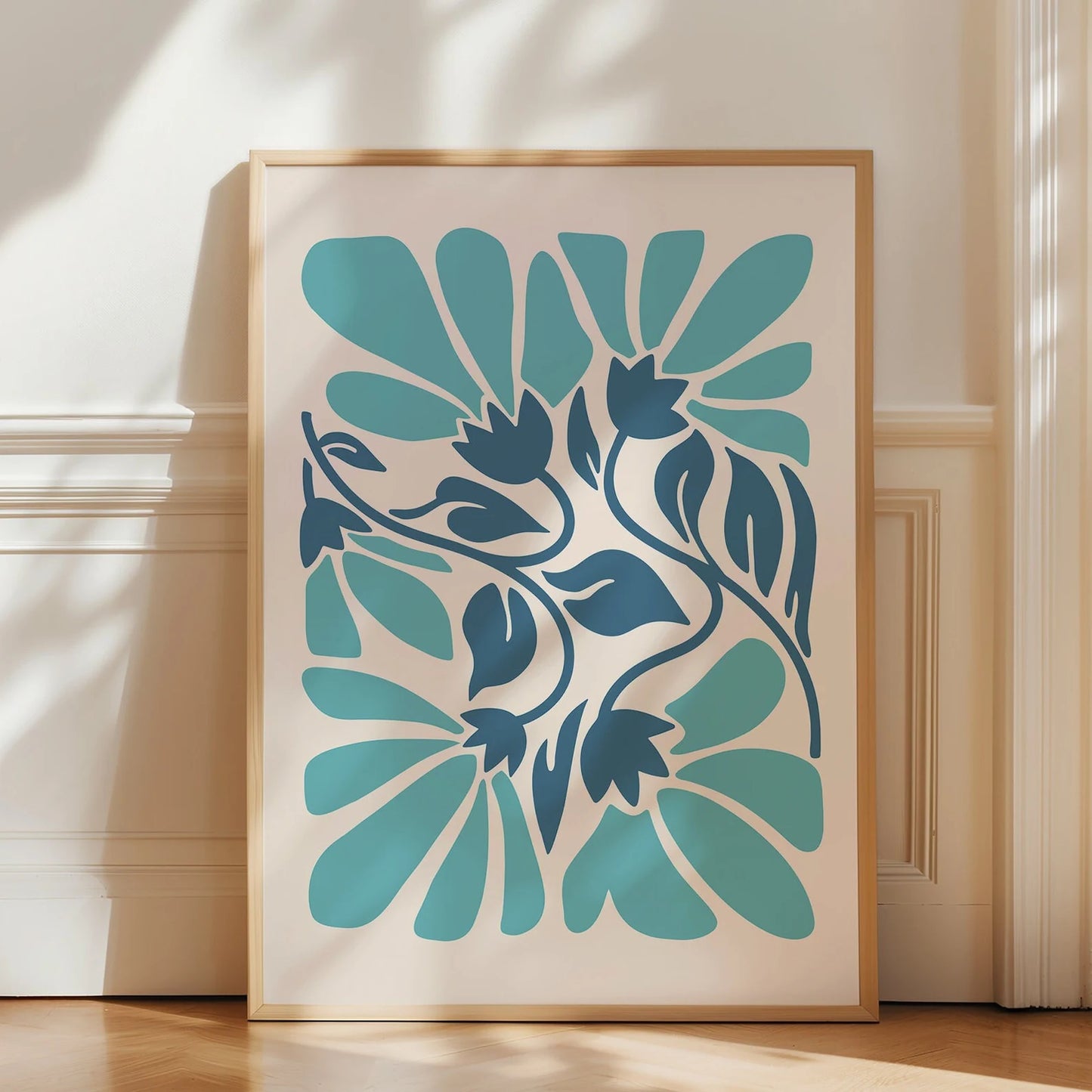 Cuadro Flores Azules estilo boho