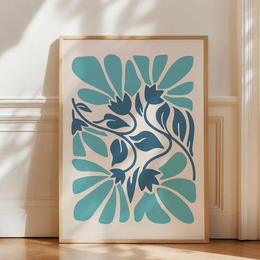 Cuadro Flores Azules estilo boho
