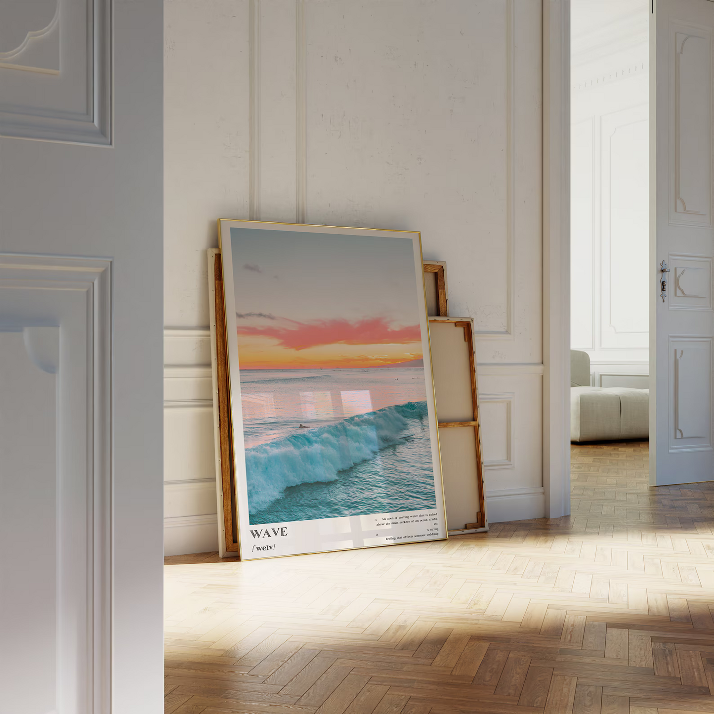 Atardecer Costero Azul con ola