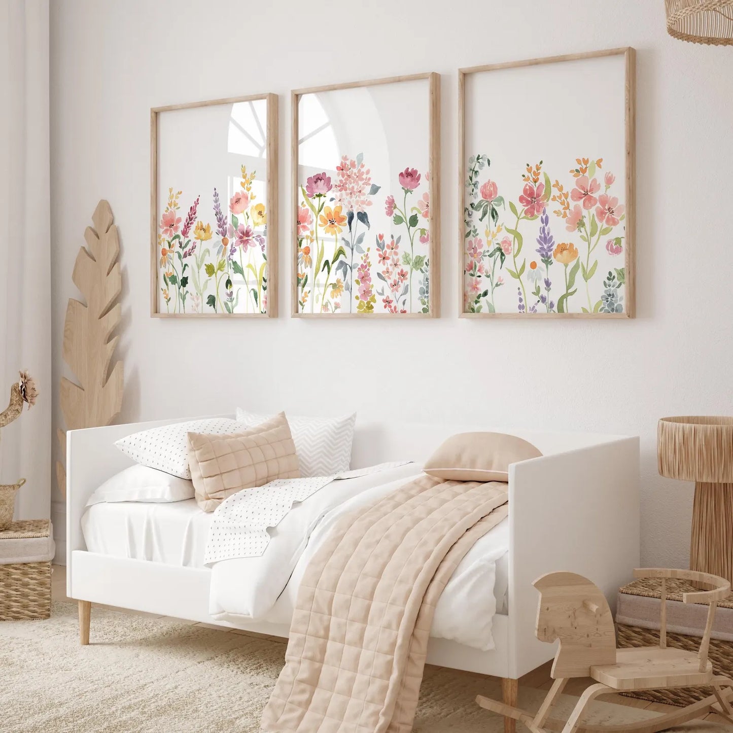 Set x3 cuadro Flores Acuarela