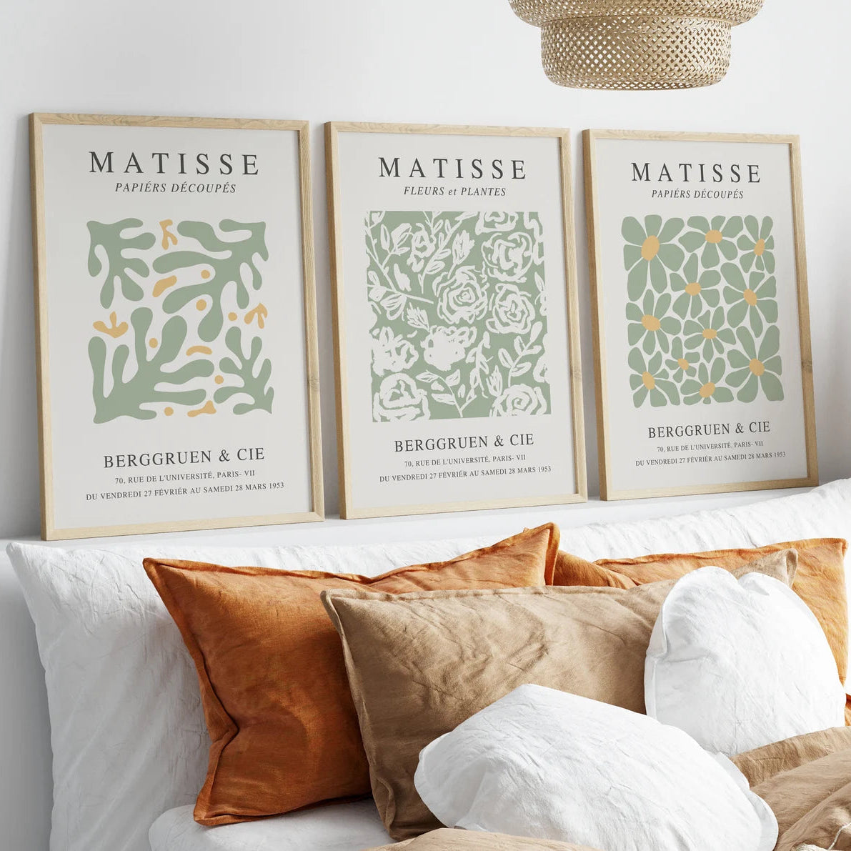 Setx3 Cuadros Henri Matisse verde salvia y amarillo