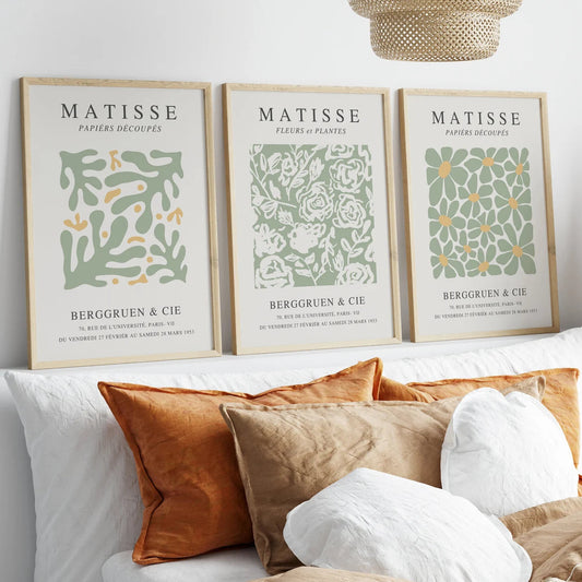 Setx3 Cuadros Henri Matisse verde salvia y amarillo