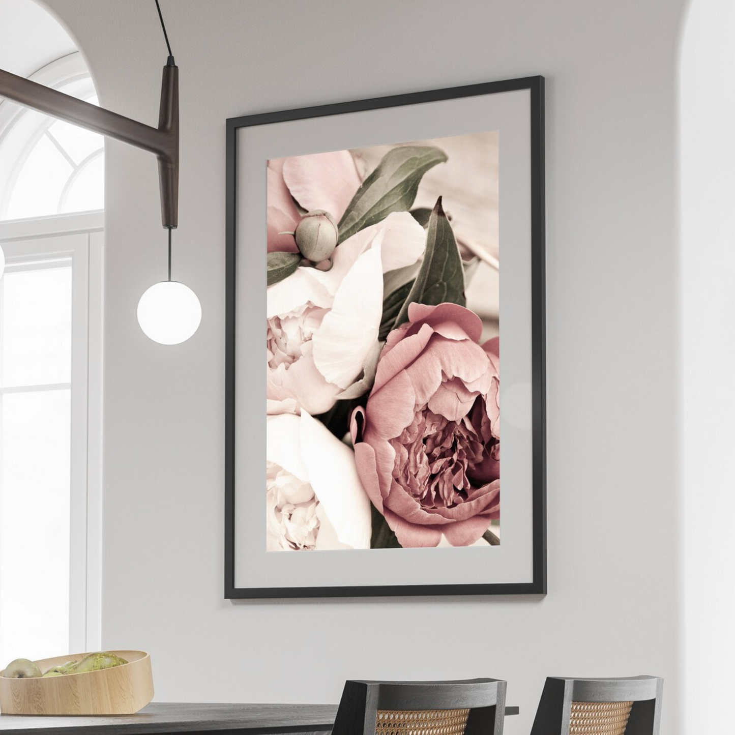 Set x2 Cuadros Flores de Peonias Rosas