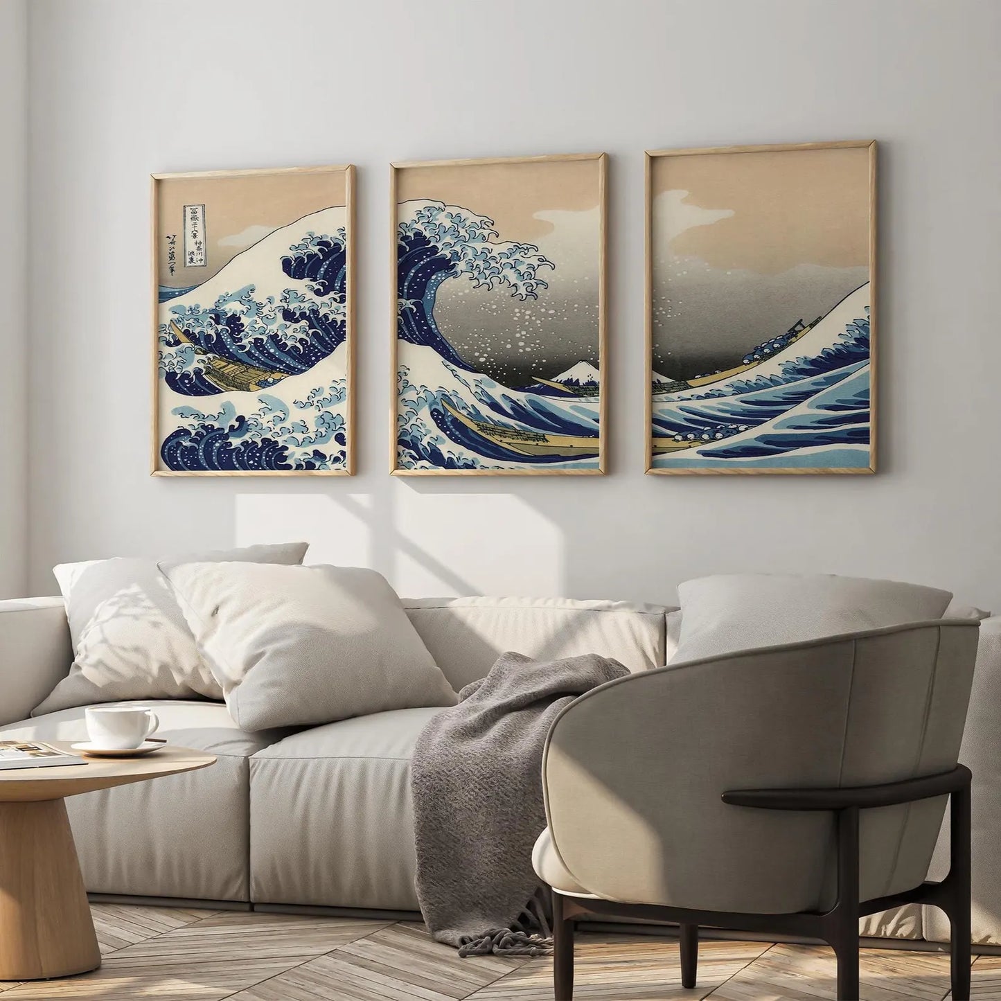 Set x3 cuadros Gran ola de Kanagawa de Katsushika Hokusai