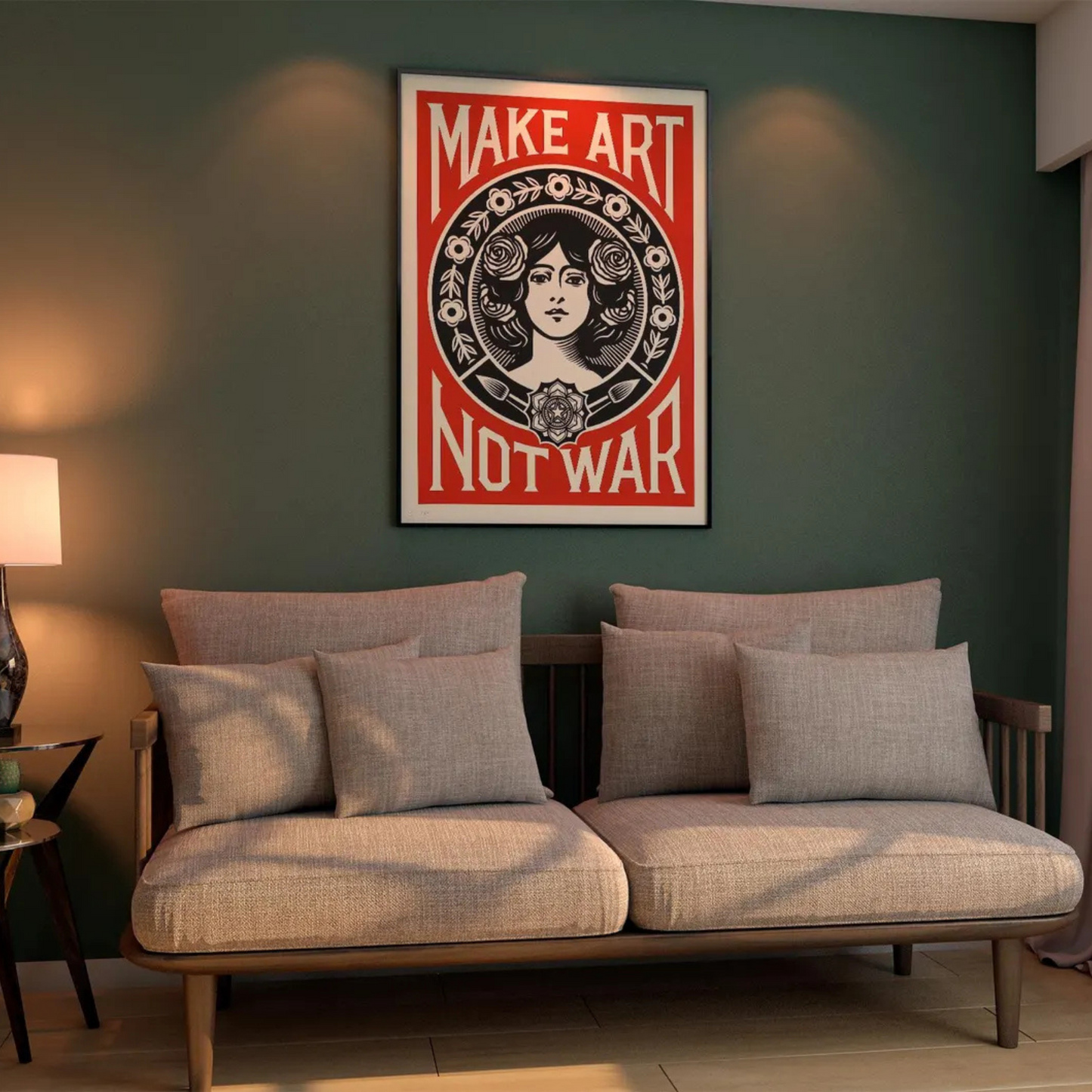 Cuadro Póster con la frase "Make Art Not War"