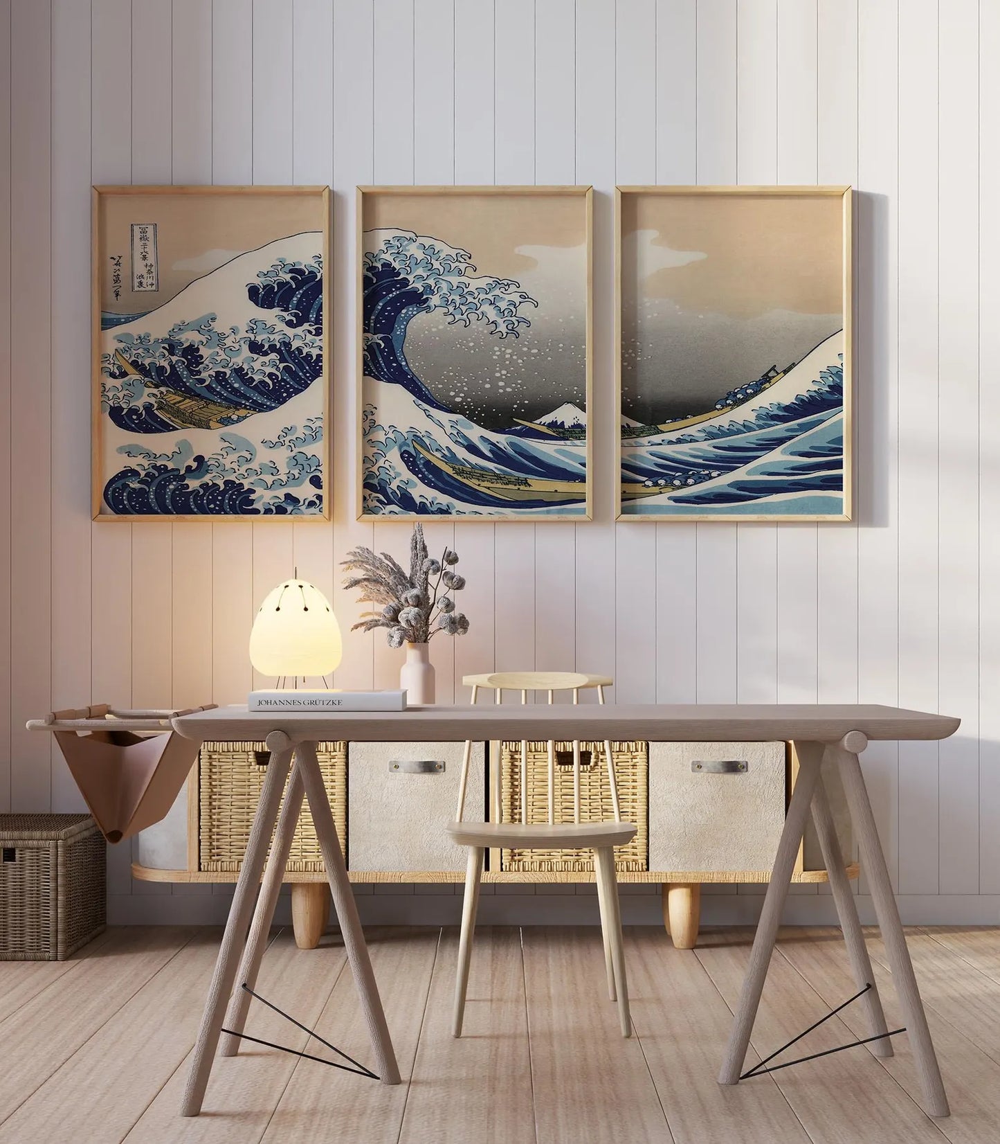 Set x3 cuadros Gran ola de Kanagawa de Katsushika Hokusai