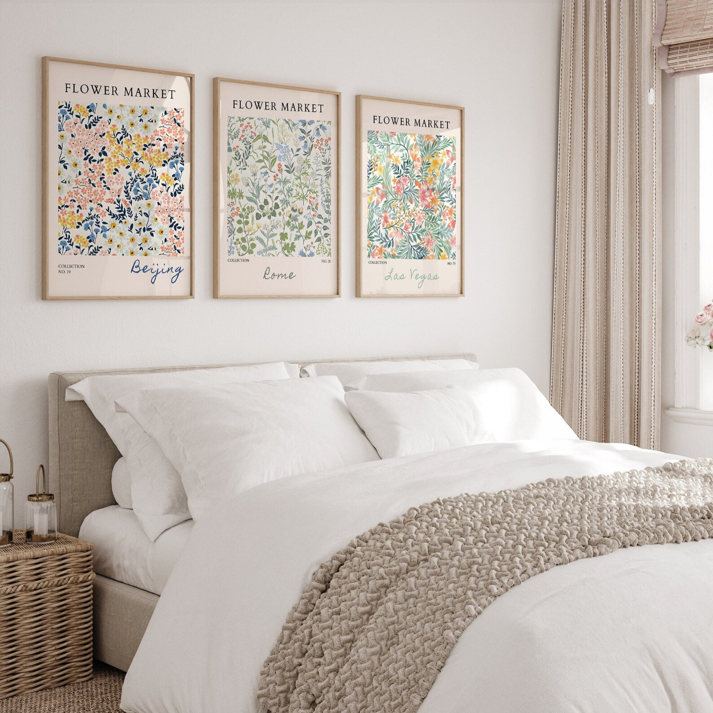 Set x3 Cuadros Mercado de Flores