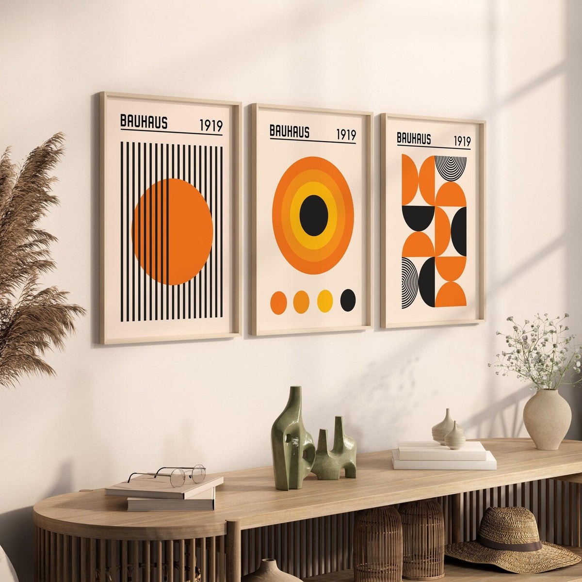 Setx3 Cuadros Bauhaus 1919 Naranja y negro