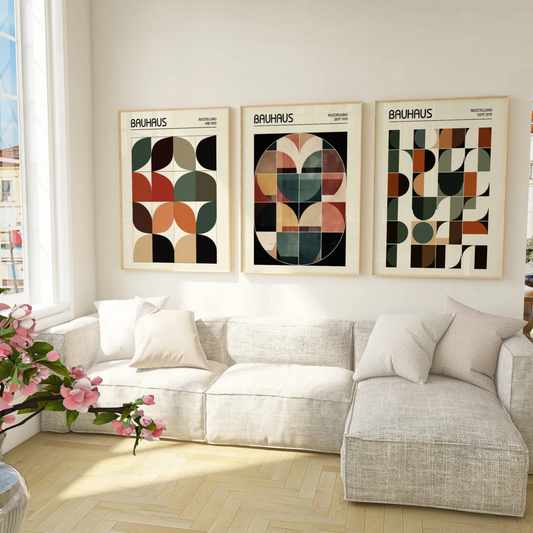 Setx3 Cuadros Bauhaus media century abstracto