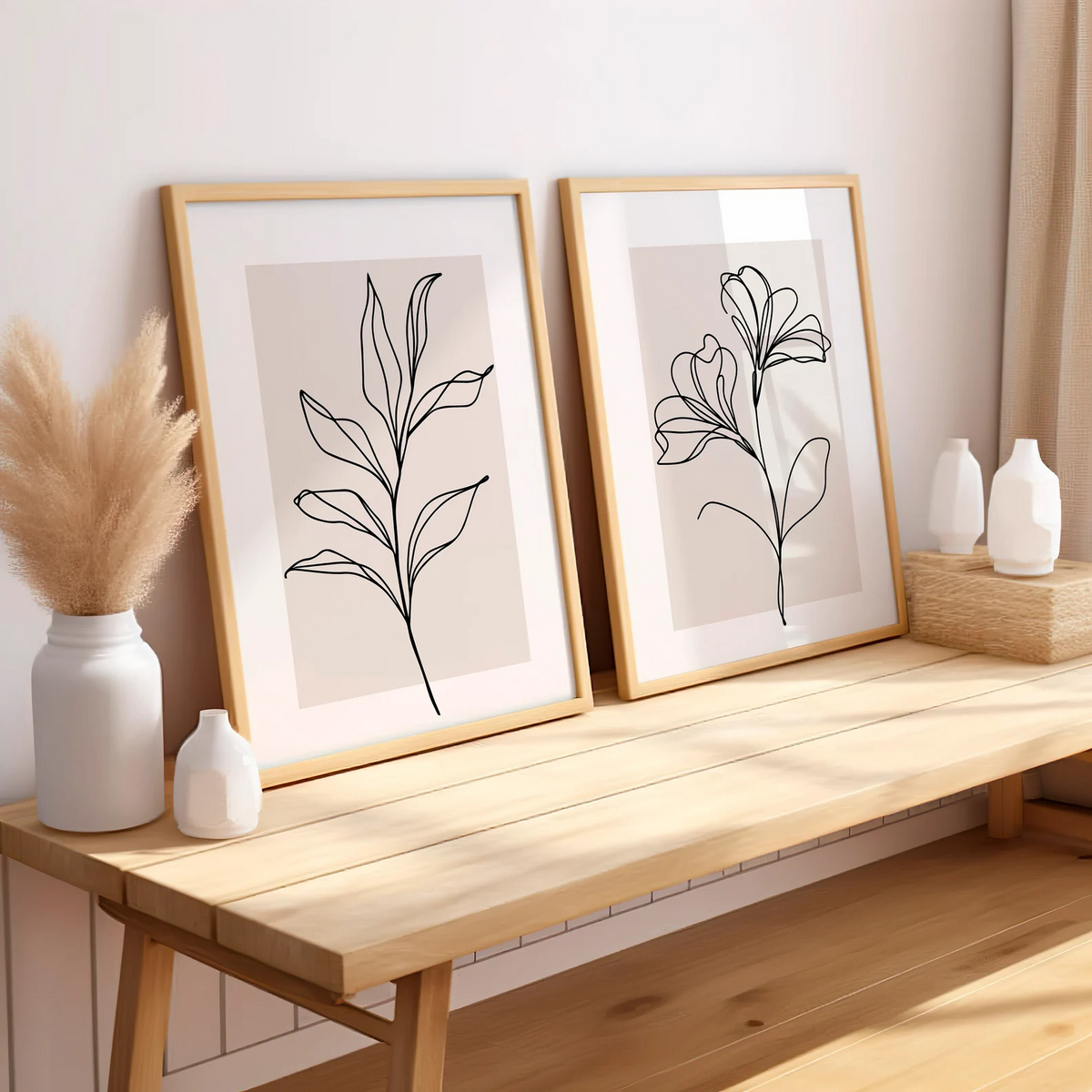 Set x2 Cuadros botanica lineal