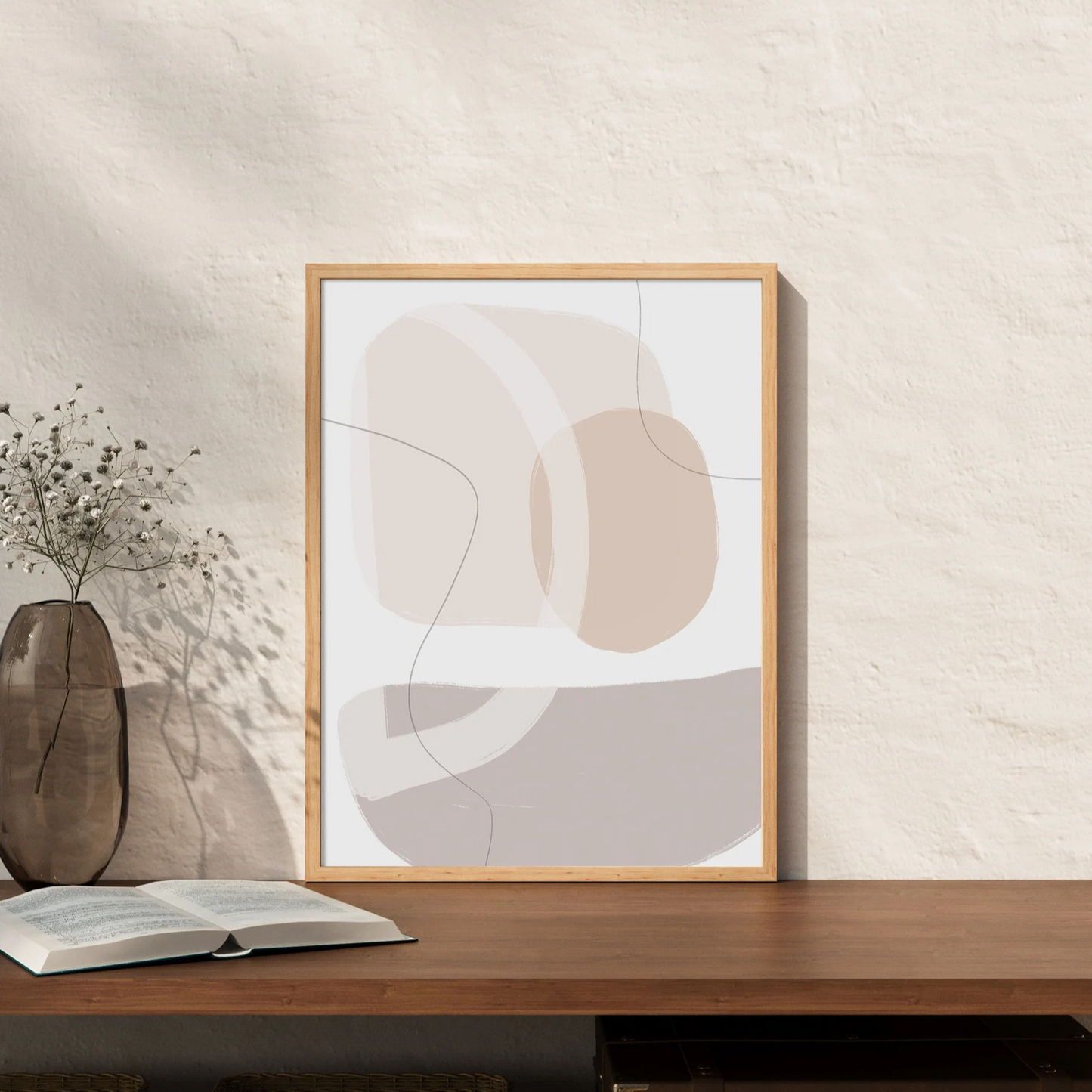 Cuadro Arte lineal boho beige abstracto