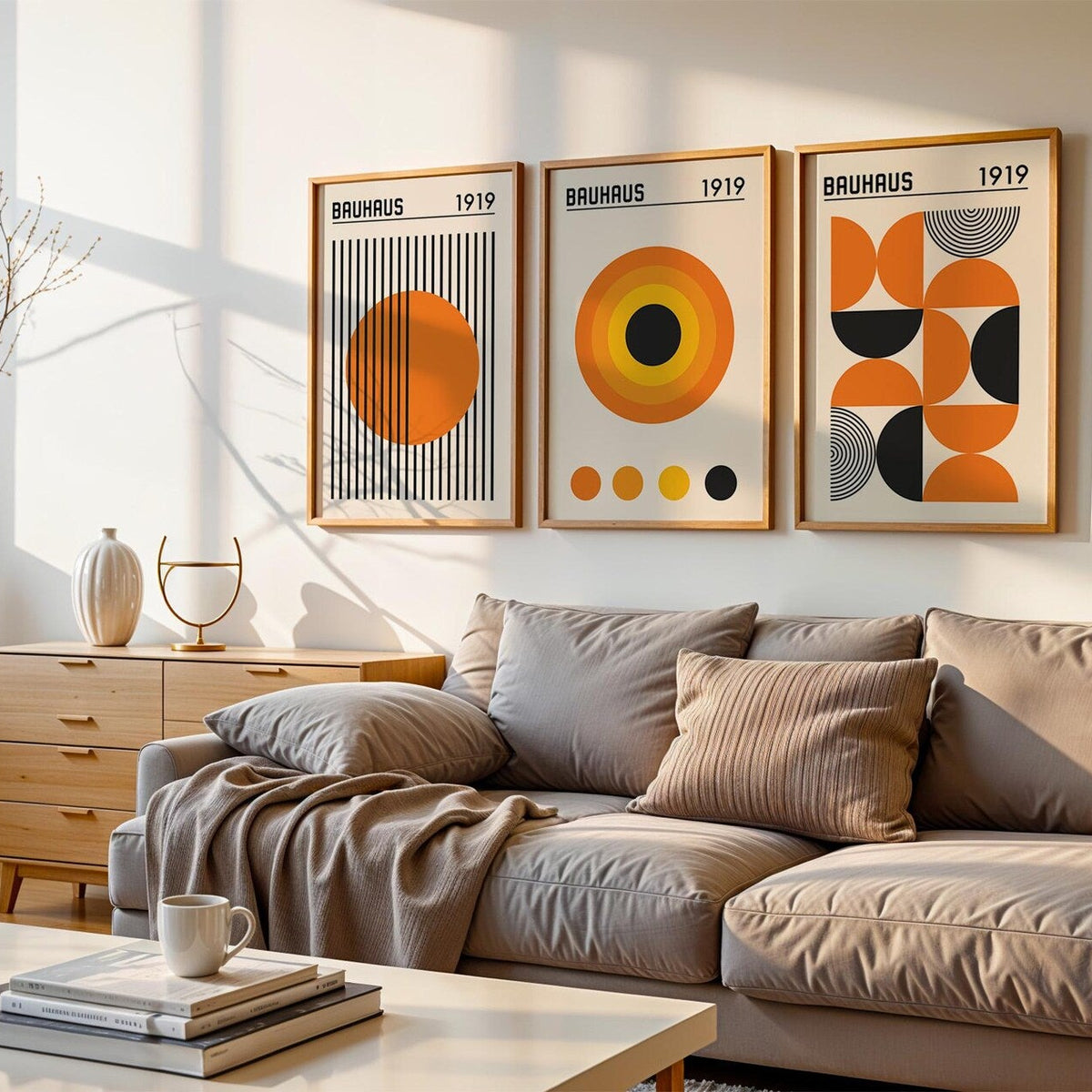 Setx3 Cuadros Bauhaus 1919 Naranja y negro