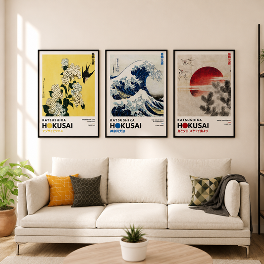 Set x3 cuadros Arte Japones xilografía japonesa, impresión ukiyo-e