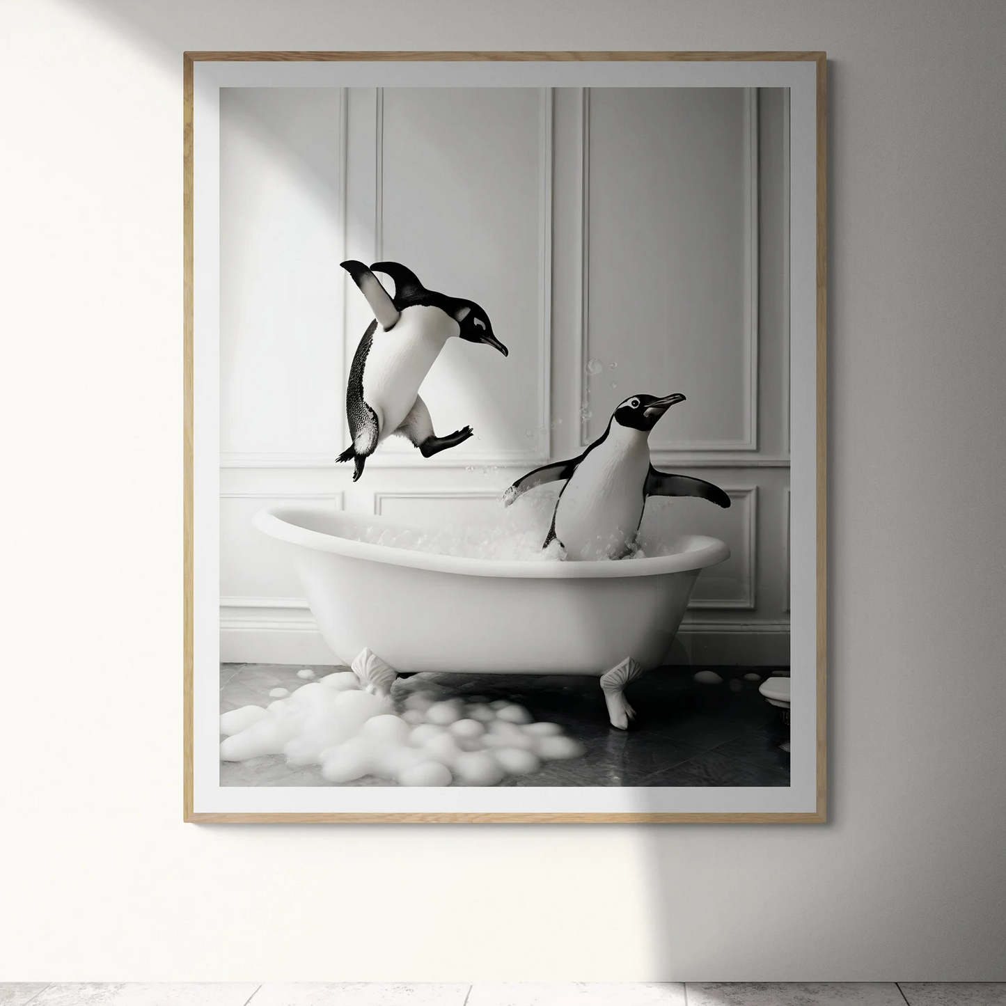 Cuadro de Pinguino jugando en la bañera
