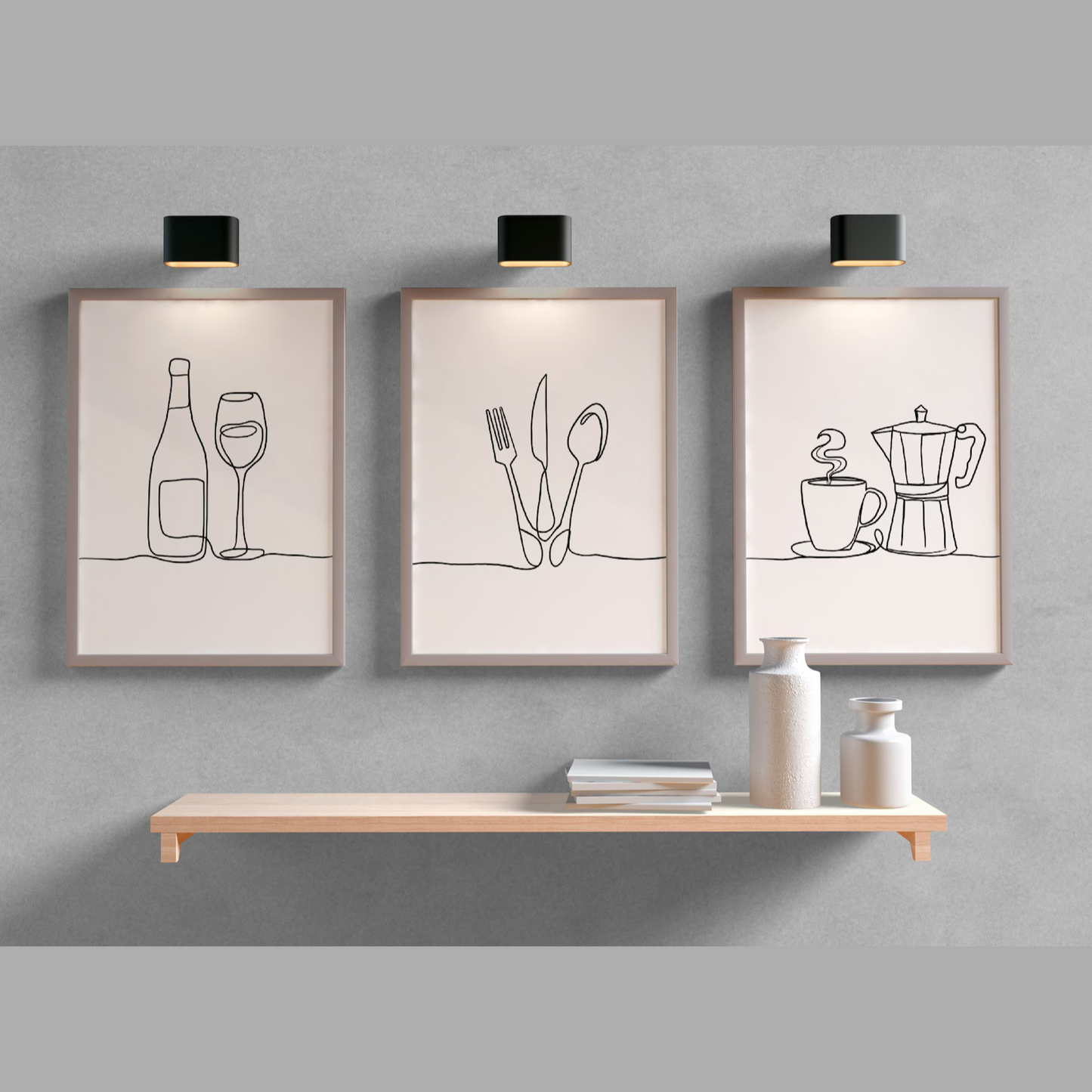 Setx3 Cuadros Decoracion de cocina imagenes lineales