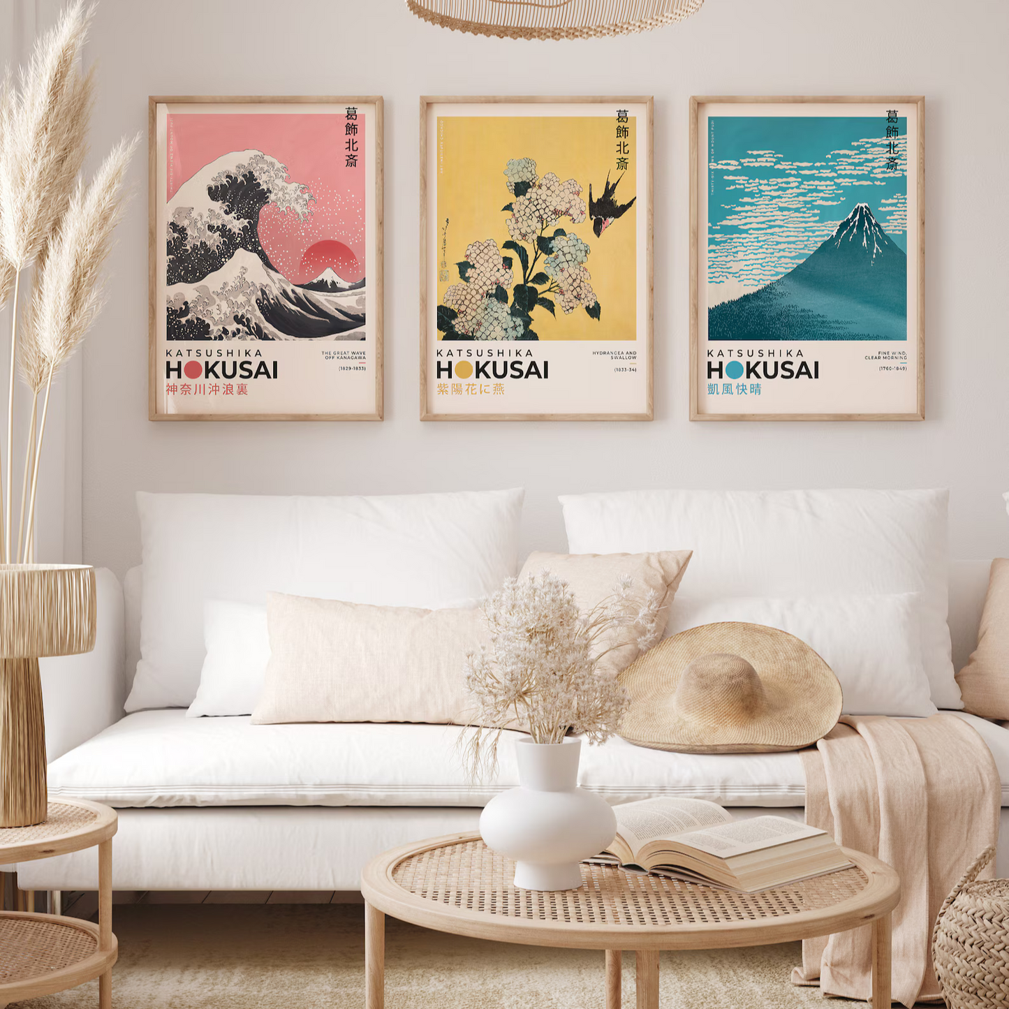 Set x 3 Cuadros Katsushika Hokusai