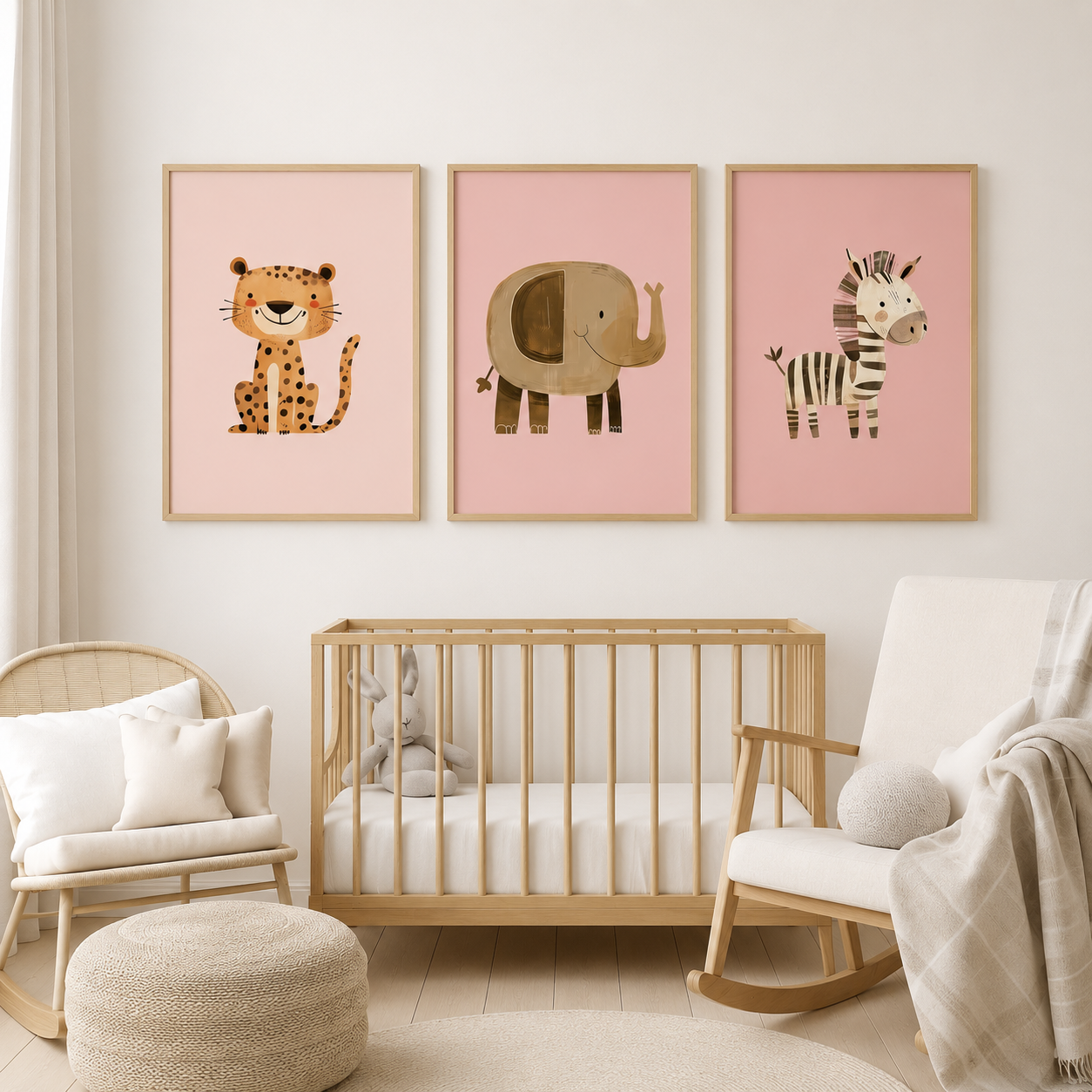 Set x3 cuadros safaria color rosa