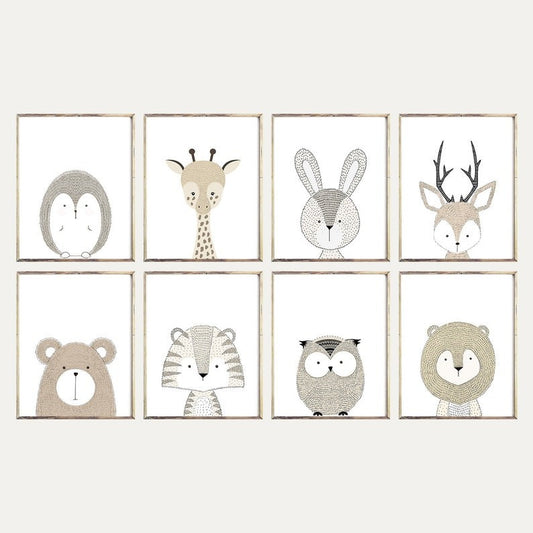 Setx8 Cuadros Animales Infantiles