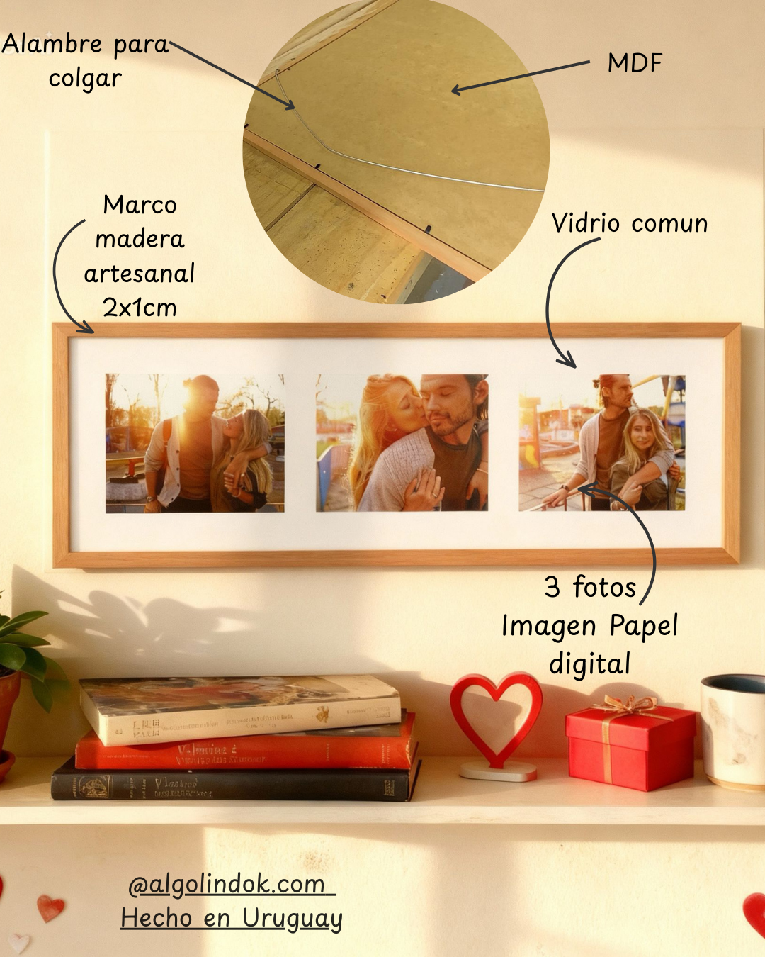 Cuadro de 70x30cm 3 fotos