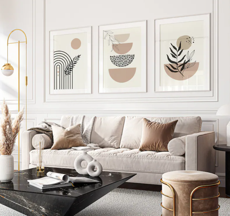 Setx3 Cuadros Boho Beige y Negro