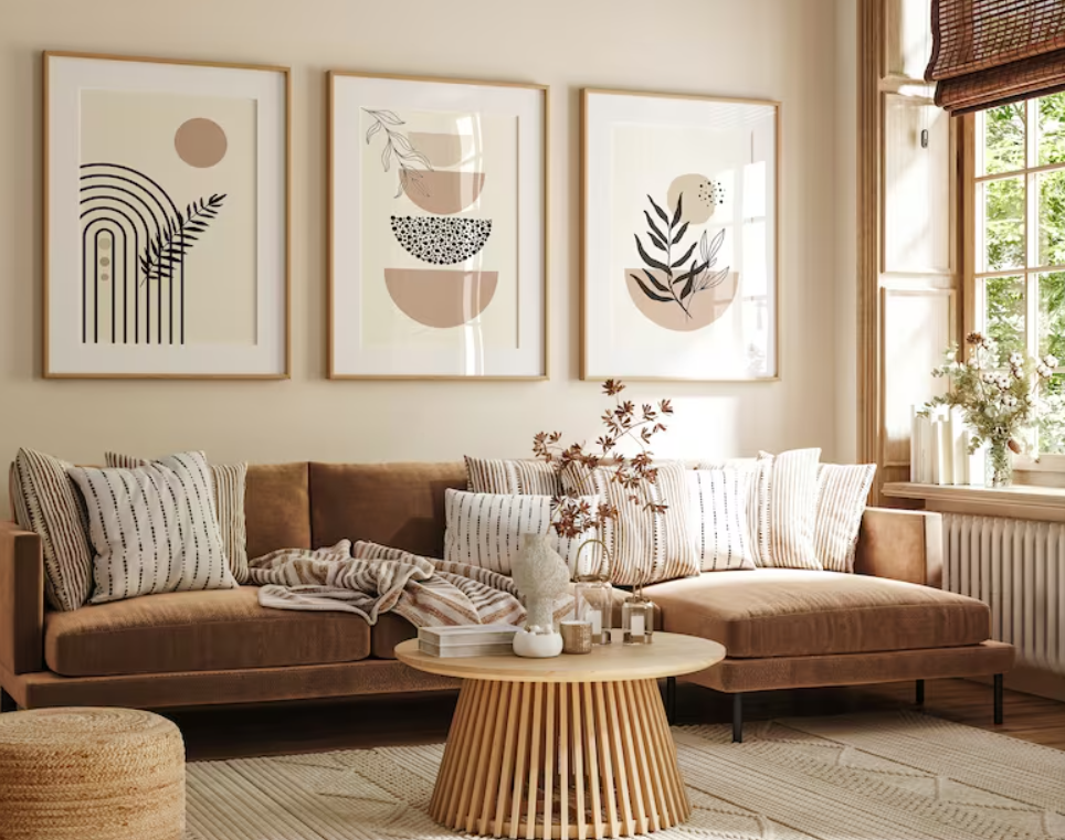 Setx3 Cuadros Boho Beige y Negro