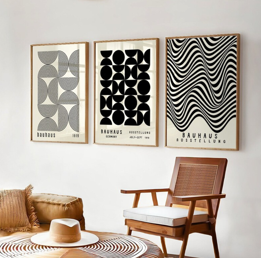Setx 3 cuadros Bauhaus Ausstellung blanco y negro