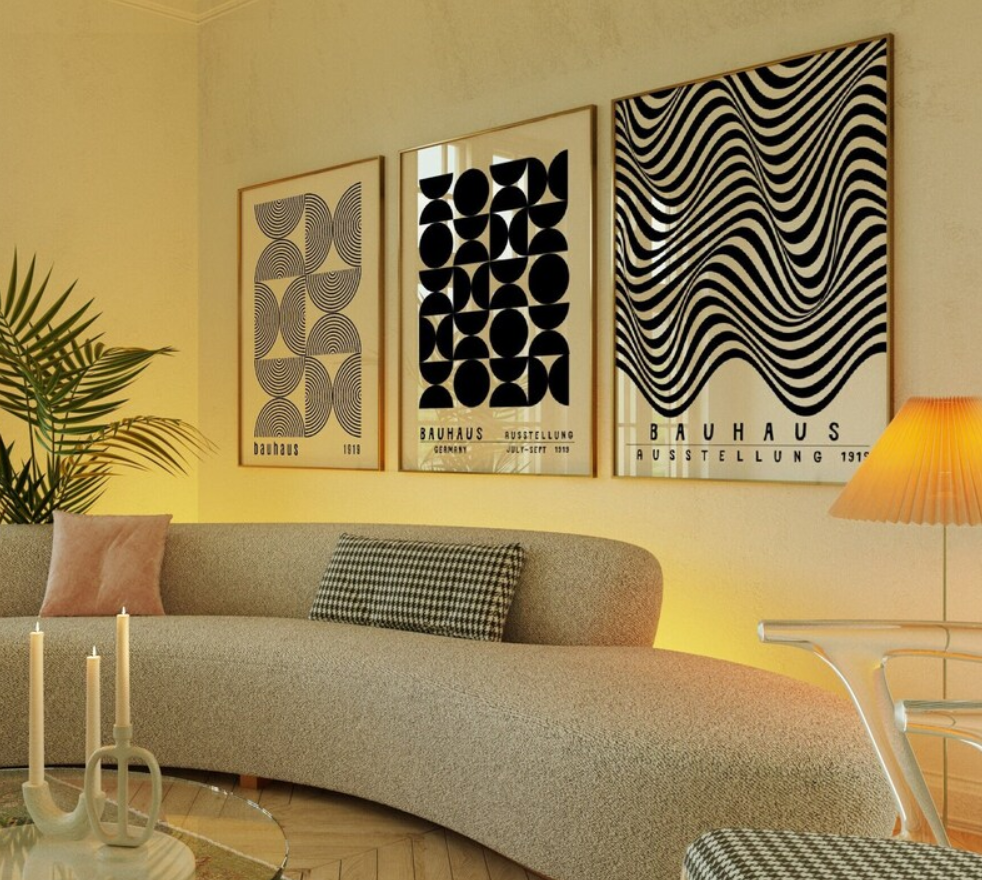 Setx 3 cuadros Bauhaus Ausstellung blanco y negro