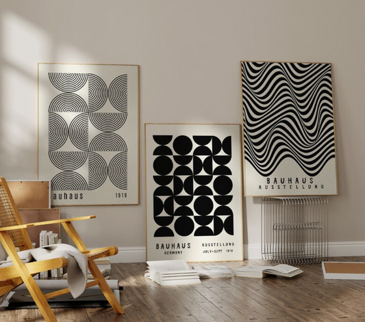 Setx 3 cuadros Bauhaus Ausstellung blanco y negro