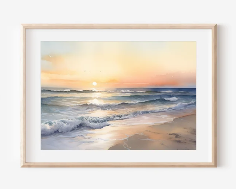 Playa Amanecer Acuarela